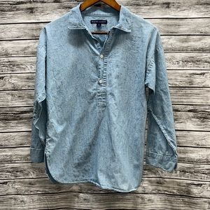 Ralph Lauren 8 chambray blue button long sleeve tunic top